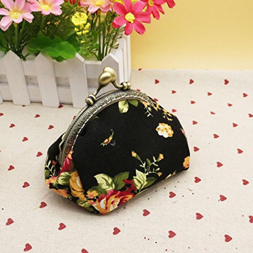 Wallet,toraway Lady Vintage Flower Mini Coin Purse Wallet Clutch bag (Black)2