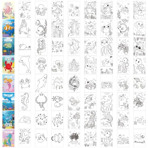 Estune 40 Pcs Ocean Coloring Book for Kids Under The Sea Party Favors Mini Small Coloring Book Bulk Birthday Party Gift Classroom DIY Craft Home
