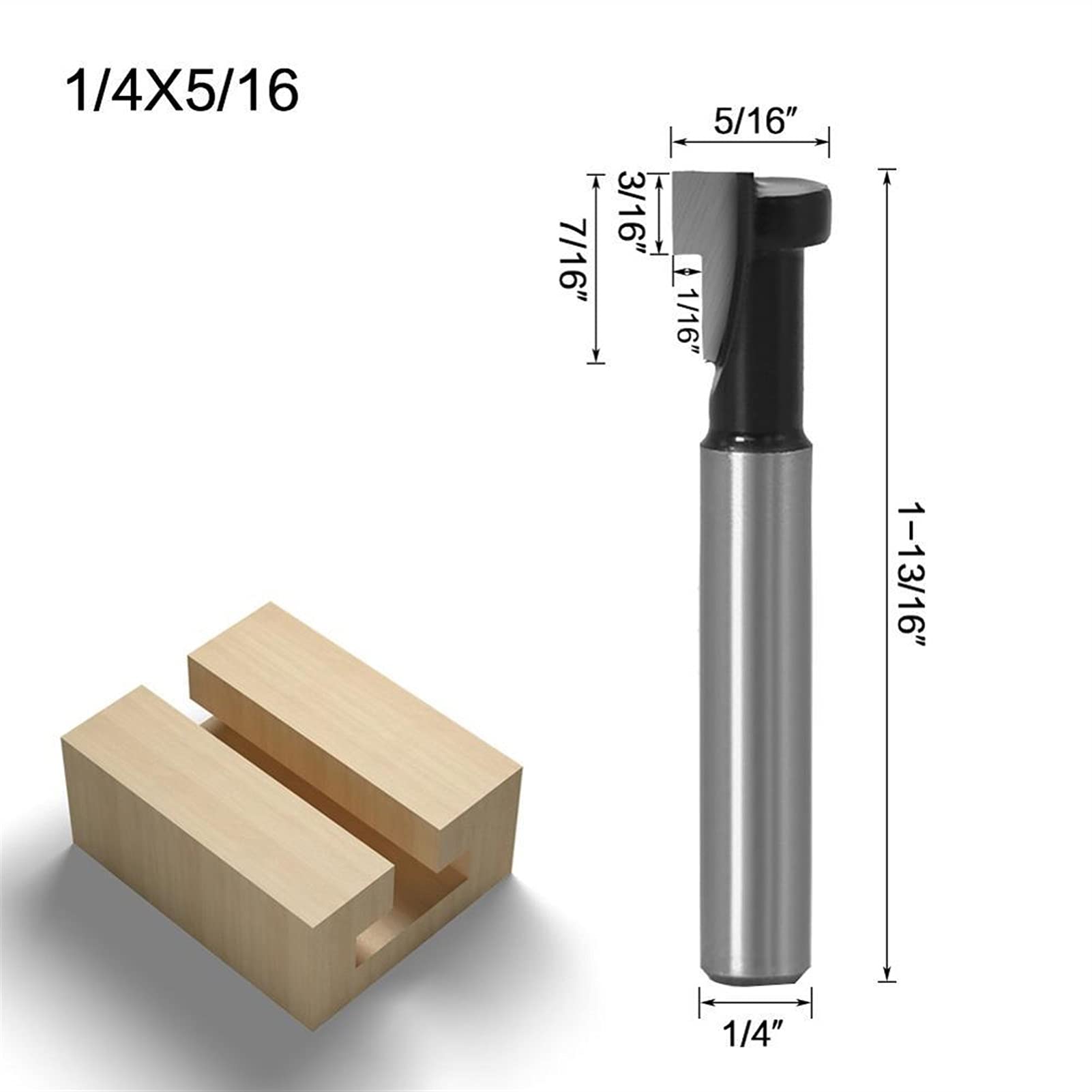 DINGGUANGHE-CUP 1/4 Inch Shank 6mm T-Slot Milling Cutter Router Bit Set Milling Tools for Wood Steel (Cutting Edge Length : 6.35x7.96)