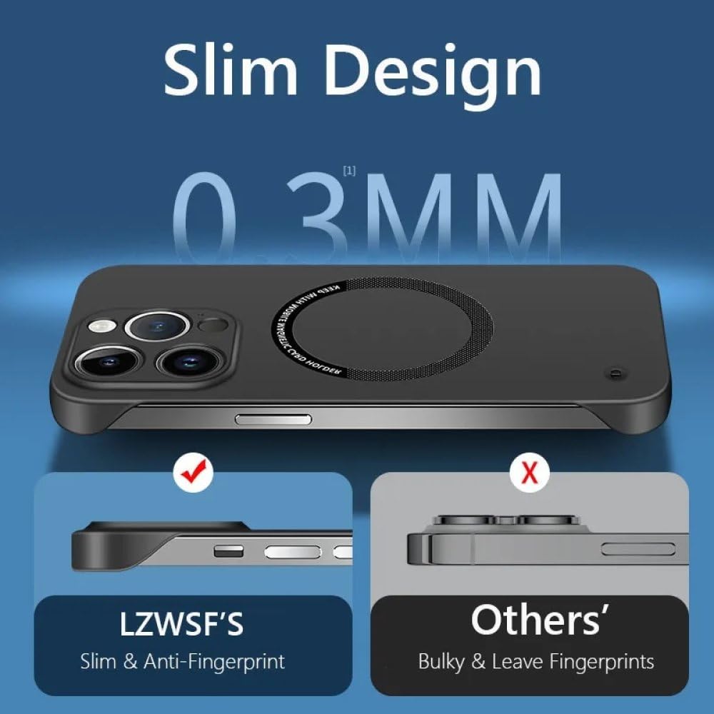 Magnetische IPhone-Hülle Ohne Rand – Ultradünn, 1 Mm, Mit Erhöhten Kanten, Kabellos Ladbar, Für IPhone 15 Pro Max