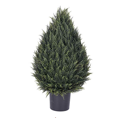 Vickerman Everyday Artificial Cedar Pine Cone Topiary 36 Inch - UV Resistant Indoor Outdoor - Potted Faux Cedar Topiary - Maintenance Free