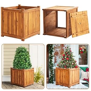 Idzo Set of 2 Hardwood Outdoor Flower Box, Durable Acacia Wood Flower Boxes for Outdoor Plants with Ergonomic Handles, Drainage Holes, Multiple Sizes Wood Bucket Planter for Home Décor Idzo Set of 2 Hardwood Outdoor Flower Box Durable Acacia Wood Flower Boxes for Outdoor Plants with Ergonomic Handles Drainage Holes Multiple Sizes Wood Bucket Planter for Home Decor