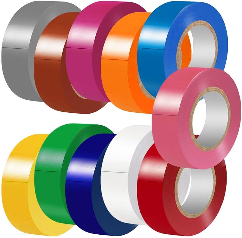 LYLTECH Matte Rainbow Electrical Tape 11 Colors 3/4in x 30ft | Waterproof matte insulating tape, strong adhesion, durable, easy wrapping. Ideal for wire insulation & electrical repair