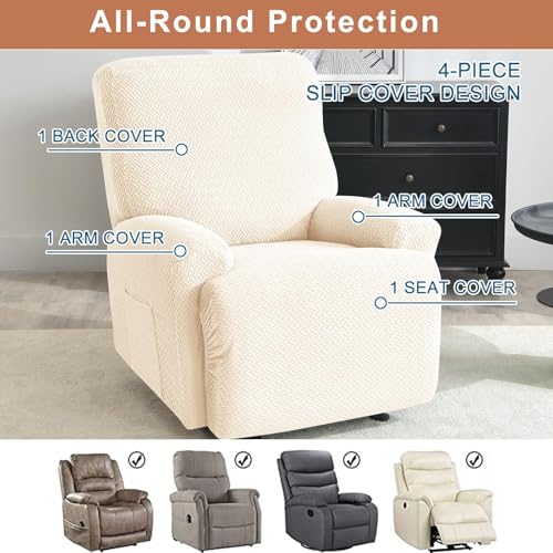 Image of Eco-Ancheng Recliner Slipcovers 4-Pieces Lazyboy Recliner Covers Recliner Couch Covers Recliner Chair Cover Non Slip Reclining Slipcovers with Storage Pockets Furniture Protector for Living Room