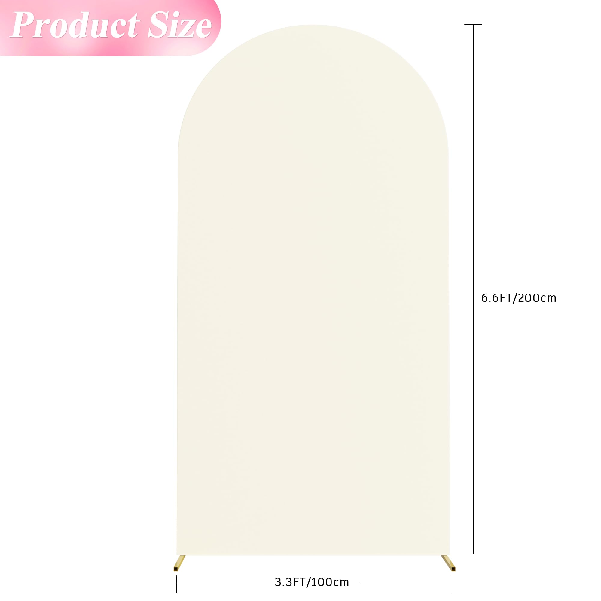 Wokceer 6.6FT Wedding Arch Cover Spandex Fitted Wedding Arch Stand Covers Round Top Chiara Arch Backdrop Cover for Birthday Party Ceremony Banquet Decoration Ivory
