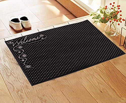 Image of Kuber Industries PVC Anti Slip Welcome Door Mat 15 inchx21.5 inch (Black & Gold) -CTKTC029184