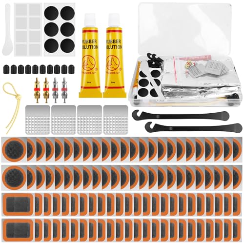 Samulee 134 Piezas Parches Bicicleta, Kit Repara Pinchazos Bicicleta, Kit Pinchazos Bicicletas, Parches Bicicletas Autoadhesivo para Todo Tipo de Bicis de Carretera, Montaña