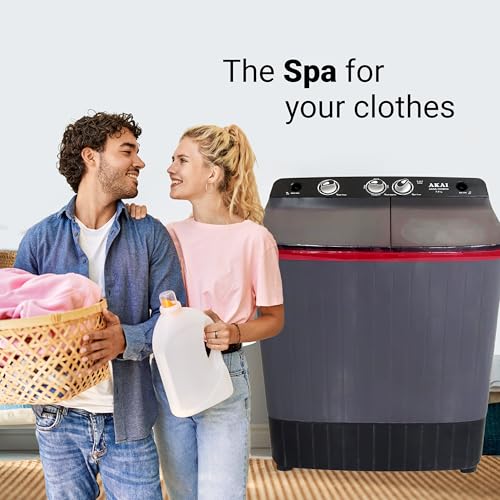 Image of Akai 7 Kg, 5 Star, Semi Automatic Top Loading Washing Machine (AKSA-70DBP) Black