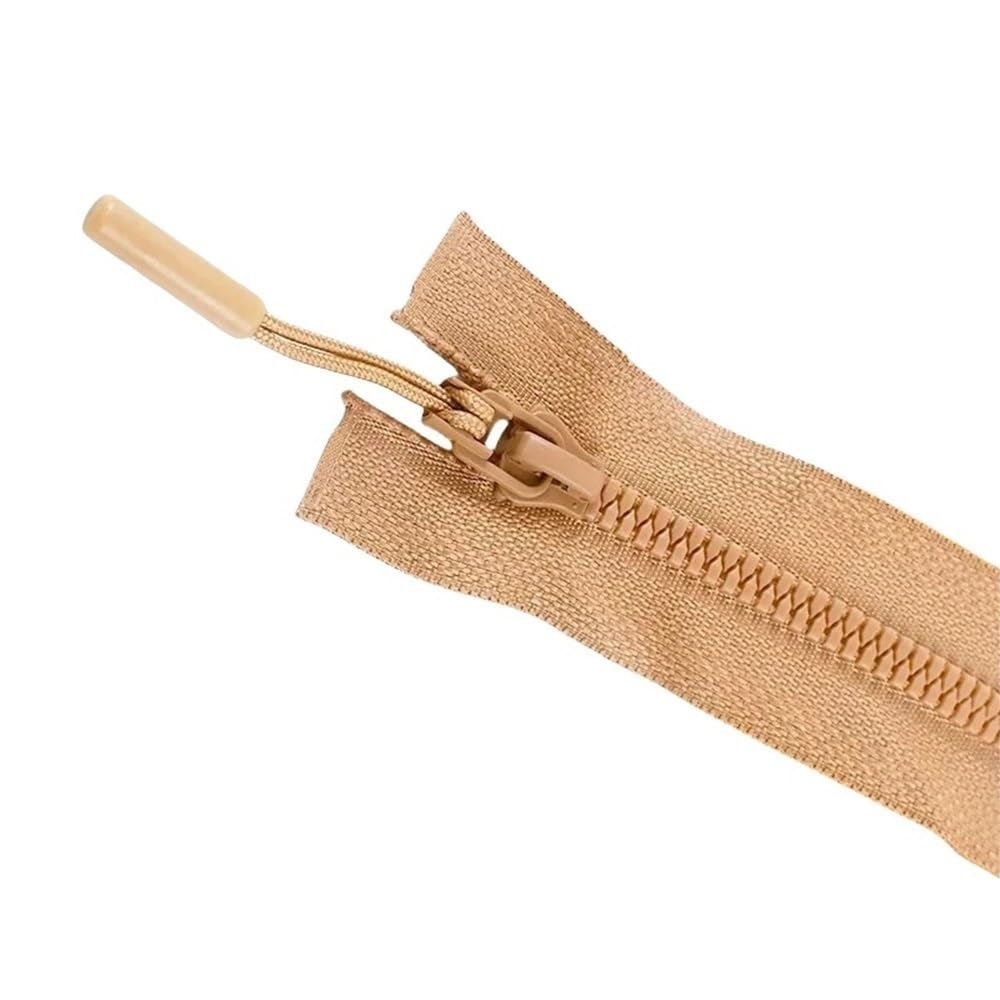 DIY Craft Zipper 5pcs Zippers Length 15-80cm, Close-End/Open-End Resin Zipper No.5 Abrasion Resistance for Sewing Crafts(Light Brown,80cm)
