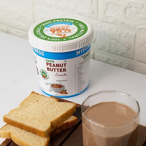 Image of MYFITNESS All Natural Peanut Butter Smooth 510g | 100% Roasted Peanuts | 25g Protein | Nut Butter Spread | No Added Sugar & Salt | No Palm Oil | Zero Cholesterol | Unsweetened Peanut Butter