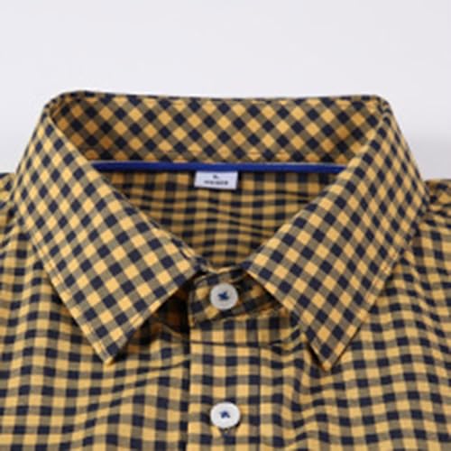 Men's Long Sleeve Dress Shirt Plaid Collared Button Down Shirts Slim Fit Business Casual Office T-Shirt Stretchy Fashion4