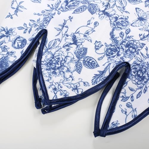 Image of Scarlet Darkness Corset Tops for Women Renaissance Costume Floral Lace Up Boned Bustier with Zip Blue and White Size 6