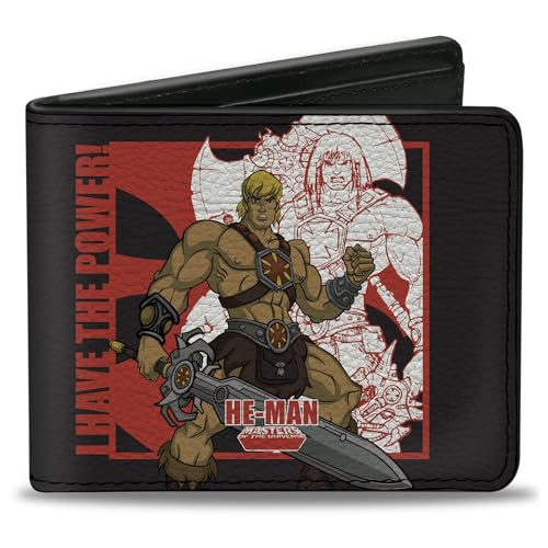 Buckle-Down Masters of the Universe Wallet, Bifold, Masters of the Universe He Man and Skeletor Pose and Quotes, Vegan Leather