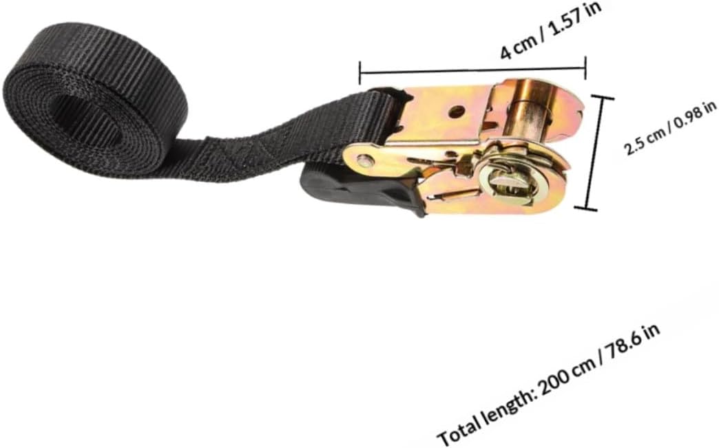 4pcs Ratchet Tie Down Straps Heavy Duty Cargo Securing Straps with Spring Fitting 2.5cm X 2m for Motorcycle Trailer Truck