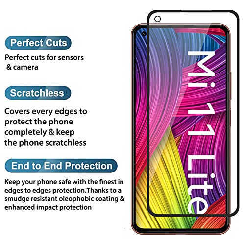 Image of POPIO Military-Grade Gorilla Tempered Glass for Xiaomi Mi 11 Lite / 11 Lite 5G NE / 11 Lite 5G | 9H Hardness, Edge-to-Edge, Bubble-Free