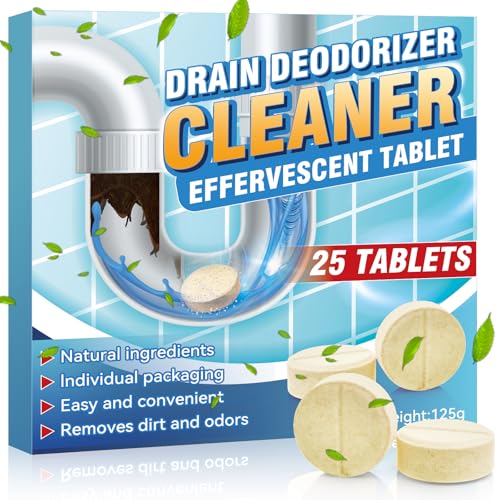 Smelly Drain Cleaner Tablets, 25 Pack Disposal Cleaner Tablets Eliminator Quickly Eliminates Odors,...