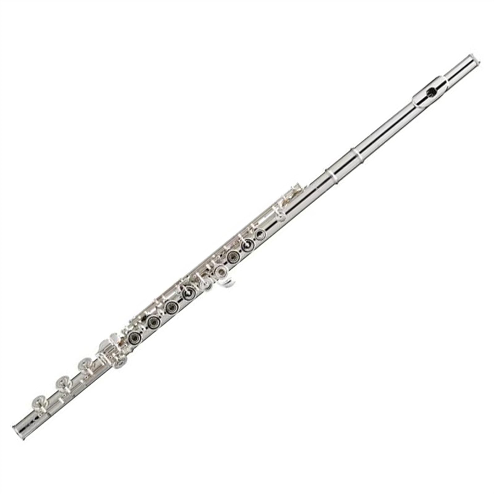 Flauta Tecla C de 17 agujeros abiertos chapada en plata con mecanismo E instrumento de flauta exquisito y moderno