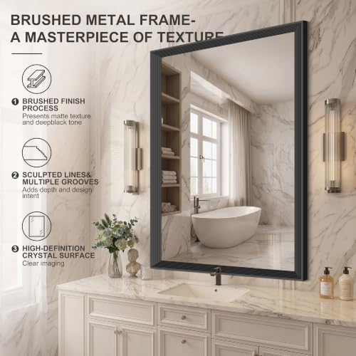 Image of DESBING Bathroom Mirror for Over Sink, 36 inchx48 inch Black Rectangle Bathroom Mirror
