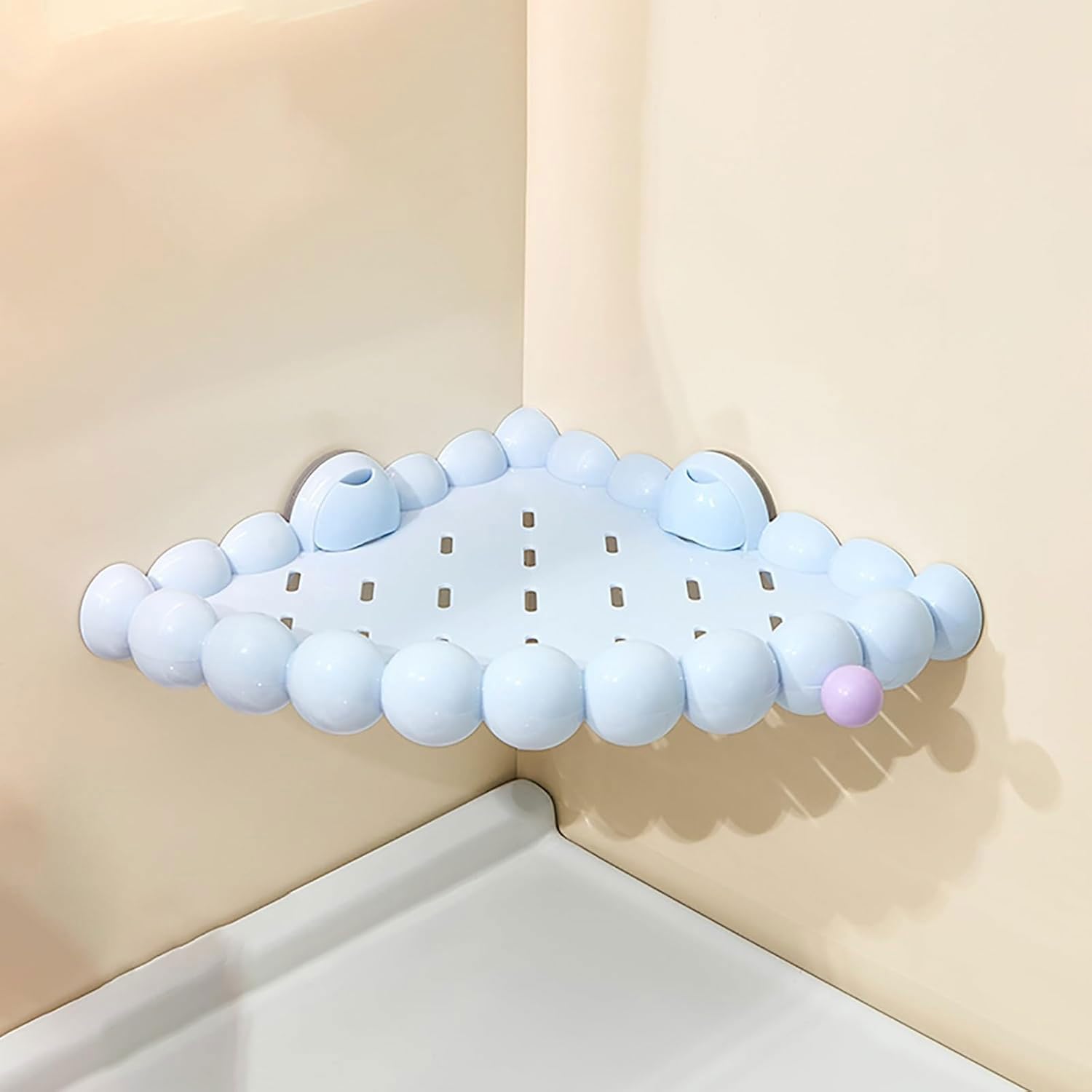 Corner Shower Caddy Suction Cup Shower Shelf Corner No Drilling Bathroom Shower Organizer Storage Rack Adhesive Removable Suction