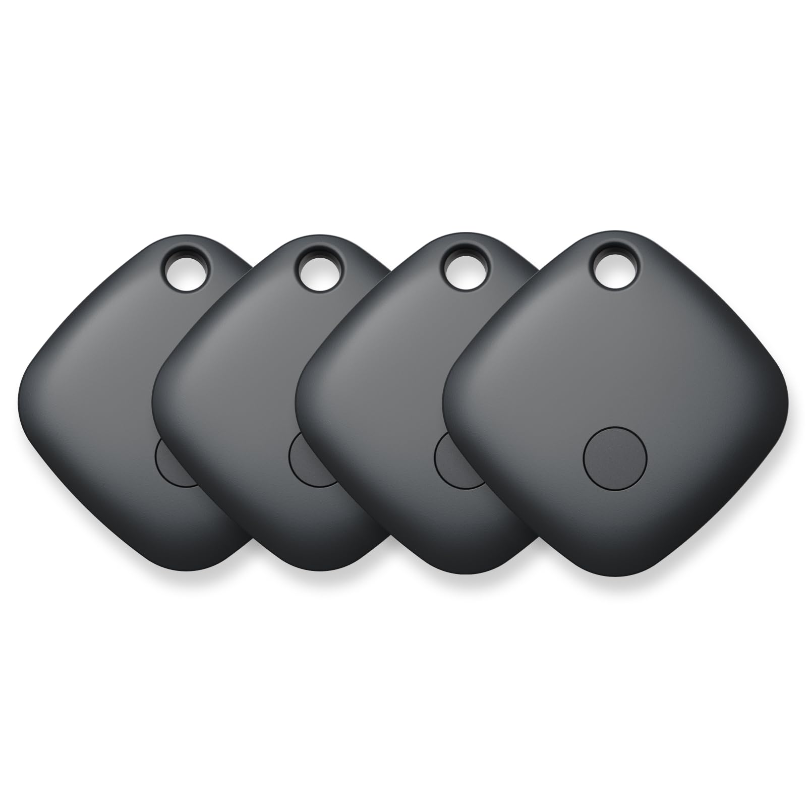 EMONAIR Mate Tags-4 Pack, Key Finder, Bluetooth Luggage Tracker Works with Apple Find My APP (iOS Only, Not for Android), Item Locator for Wallet, Backpack, Suitcases, Replaceable Battery (Black)