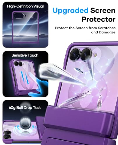 Image of ASAFCASE for Samsung Galaxy Z Flip 8 Case Wallet, Hinge Protector, Purple | Card Holder (2-3 Cards), Outer Screen Protector, Military Grade Shockproof, Heavy Duty Durable Case for Samsung Z Flip 8