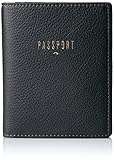 Fossil Women's Leather RFID Blocking Travel Passport Holder Case Wallet, Black