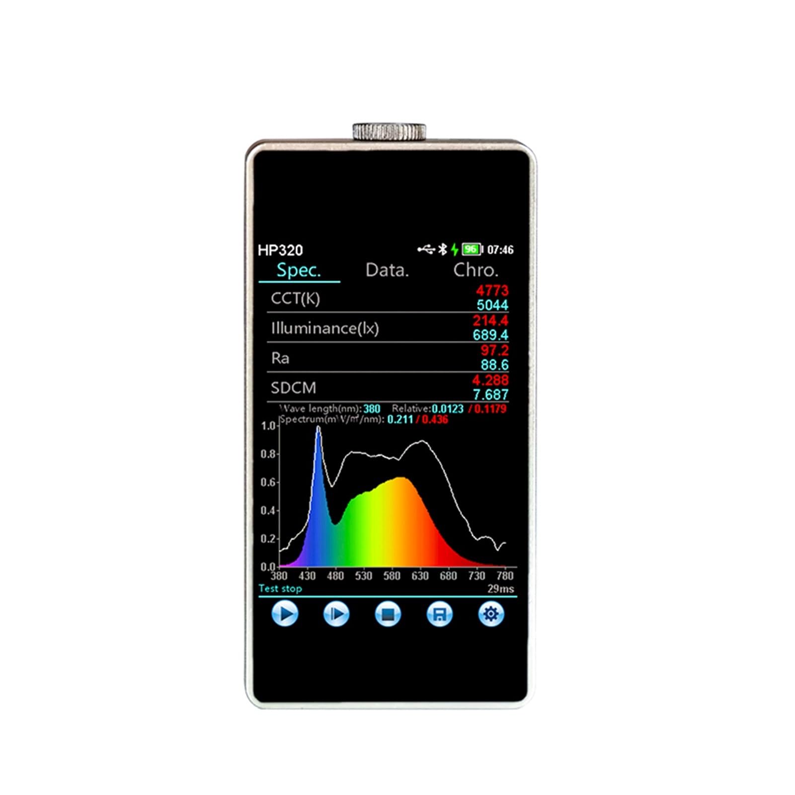 Gqnblvhzupdm One Color Spectrometers, Handheld Hp320 Led Light Optical Spectrometer For Measuring Illumination And Color Temperature