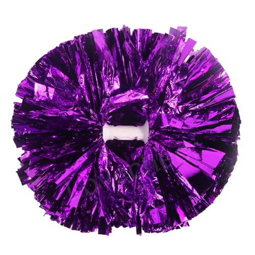 Lovecheer 2PCS Purple Pom Poms Cheerleading Metallic Sports Cheer Pompoms with Handle for Halloween Dance Party Football Basketball Team Spirits