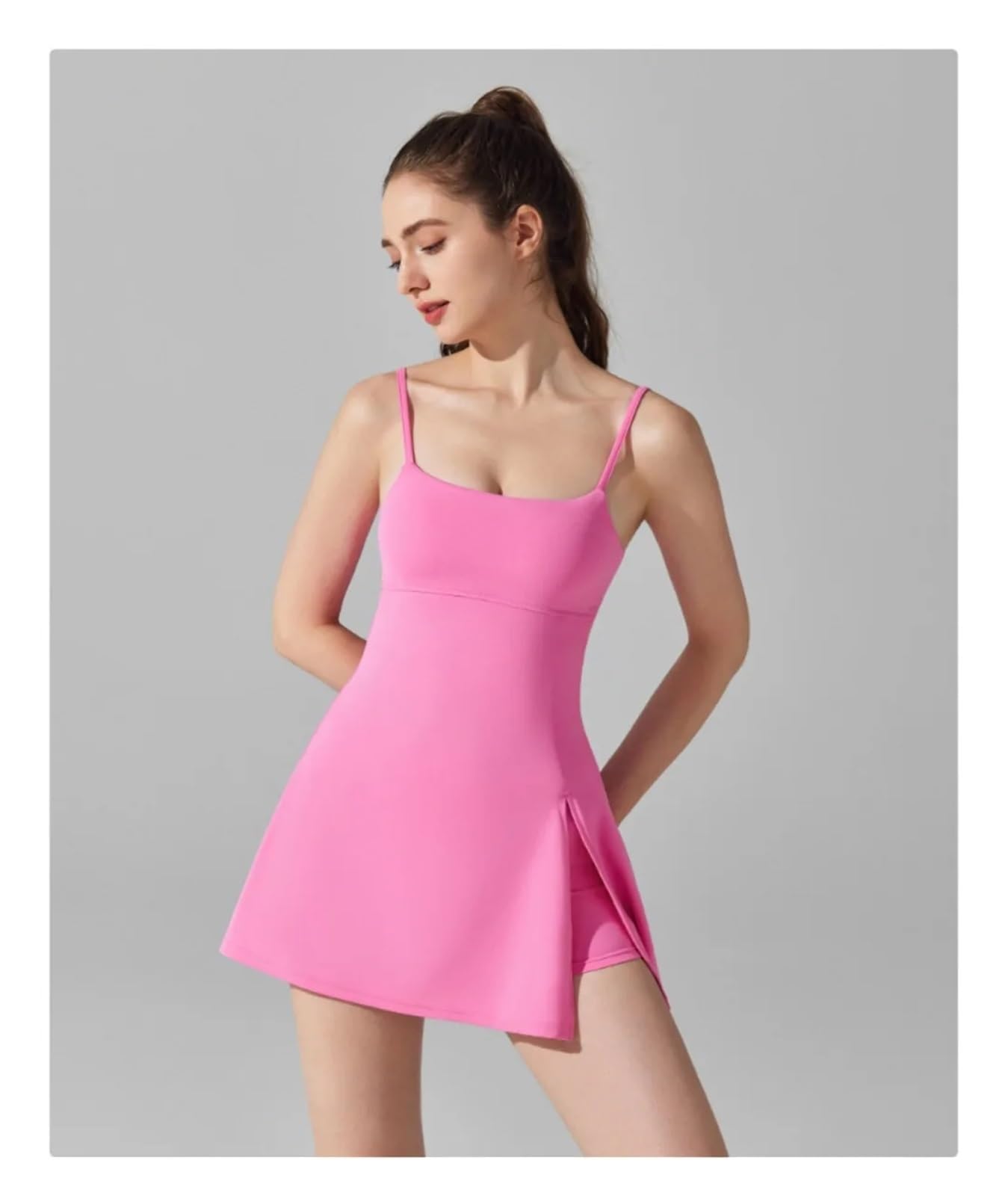 Vestido Tenis Mujer Vestido Deportivo Antiexposición Desnudo con Almohadilla En El Pecho Transpirable Golf Al Aire Libre Parte De Atrás Bonita Yoga Tenis