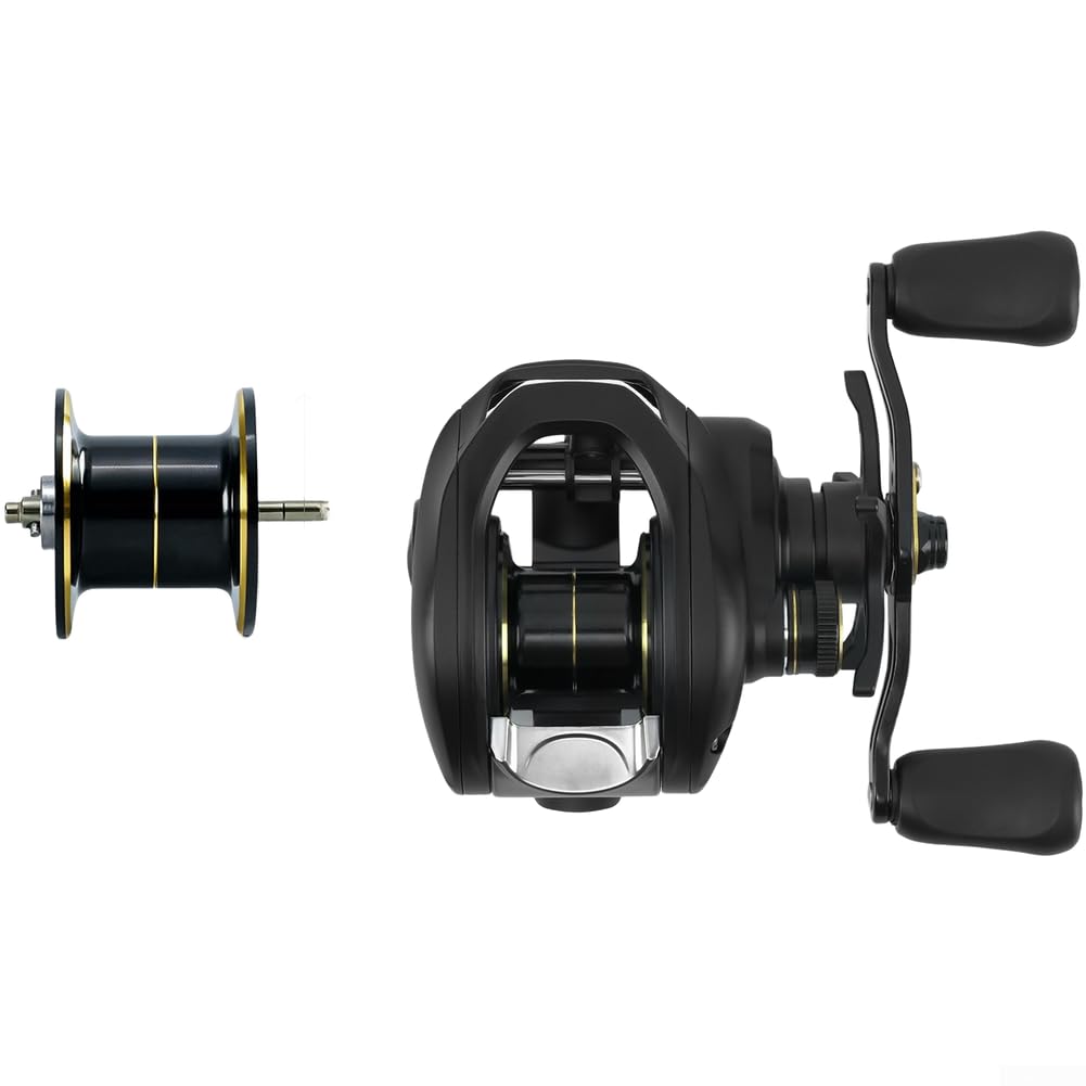DC - Carrete electrónico de pesca de cebo de freno 7.2:1, relación de engranaje, autoalimentado, línea antiestallido, guía de línea cónica, rodamientos de doble sellado para agua dulce y