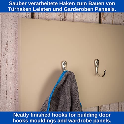Hooks for screwing 24 pieces, in silver, outer 42 x 27 x 13 mm, single hook incl. wood screws, coat hanger for door bathroom - Image 2