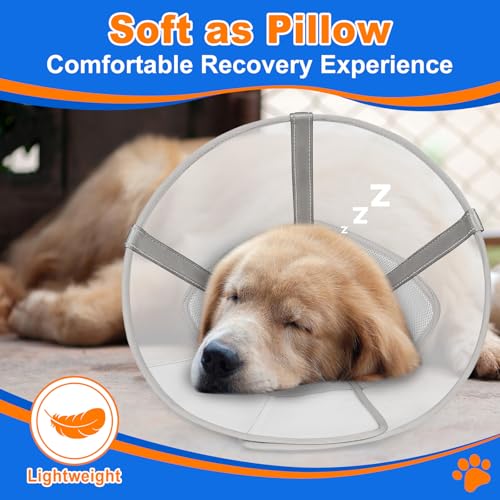 Image of Breathable Mesh Dog Cone Collar for Surgery, Soft Elizabethan Recovery Alternative to Stop Licking,Pet Neck Collar for Large Medium Small Breeds, S