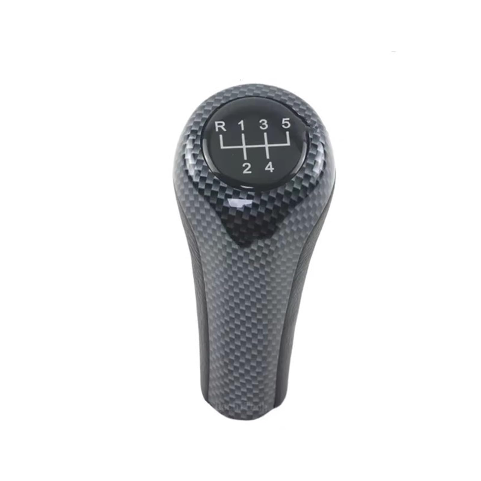Ouvecr Carbon Look 5-Speed Car Shift Gear Knob Handle For Bmw 1 3 5 6Er For E46/53/60 /61/63 /81/82 /83/84 /87/90 /91/92 Car 6 Speed Leather Gear Shift Knob Gear Shift Cover(Carbon Look 5-Speed)