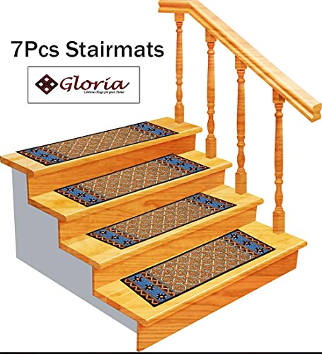 Stair Treads Carpet Non-Slip – Stair Runners For Wooden Steps Non Slip – Rubber Back Stair Rugs – Carpet For Stairs - Stairway Carpet Rug –Set Of 7 Checkered Beige (1986-Bge) #TOP6