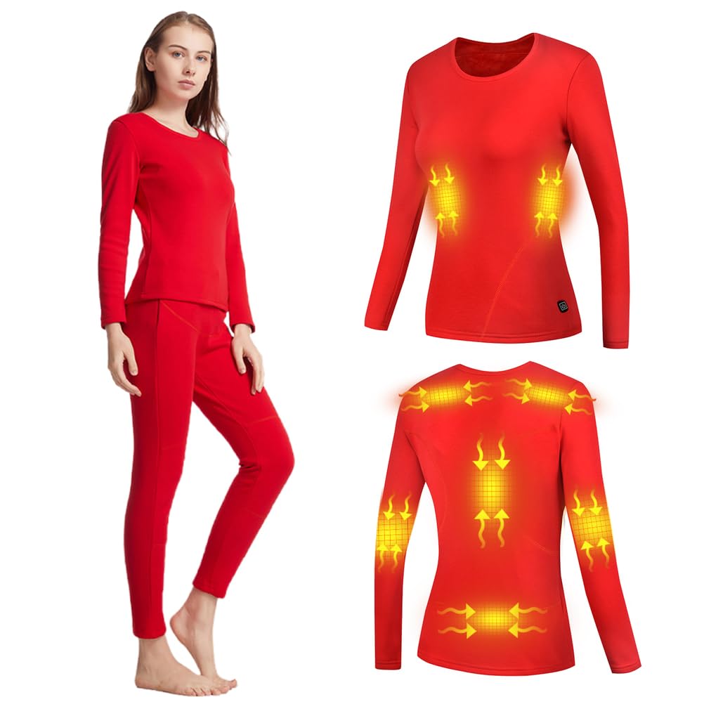 Camisa Térmica De Ropa Interior Calentada para Mujeres, Top Térmico USB Eléctrico con 8 Zonas Calentadas para Caza Y Esquí