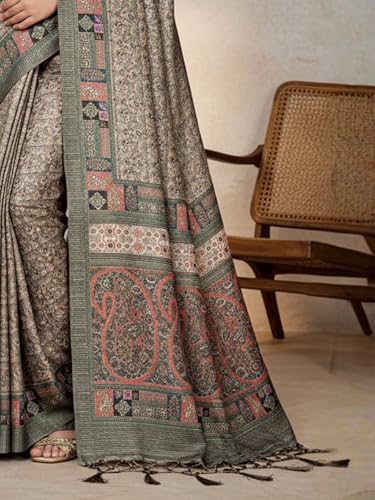 Image of AKHILAM Women's Shimmer Pashmina Silk Abstract Printed Saree With Unstitched Blouse Piece (BBABY7502 AI Parent)
