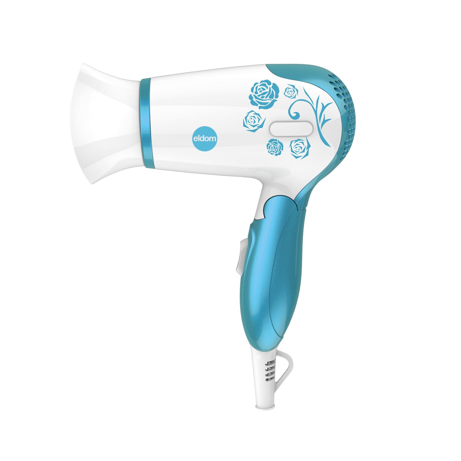 eldomHT82N Hair Dryer, Blue, Two Stroke Settings; Foldable Handle, Power 1200W