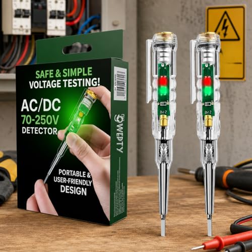 Image of 2 in 1 Electrical Current Tester Pen 70-250V AC Voltage Tester Non-Contact Power Detector Pen Circuit Test Screwdriver with LED Light Electric Wire Tester for Home & Industrial Use (Pack of 2)
