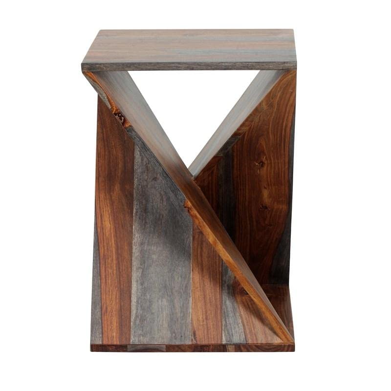 Image of Ruth Solid Wood End Table for Living Room - Premium Designer Side and Sofa Table - Natural Capri Finish, Solid Sheesham Wood - Living Room Furniture Ideal for Home Decor