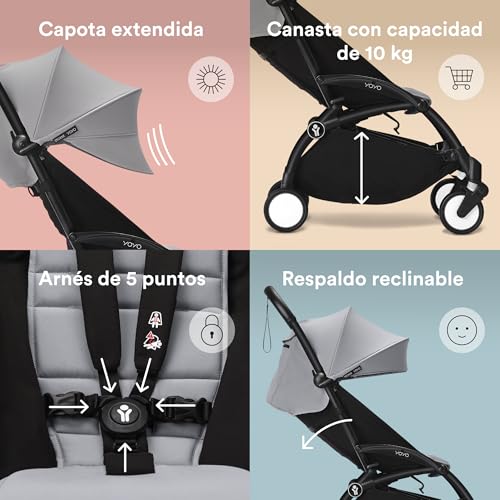 Miniatura 6 de Cochecito Stokke Yoyo3 A Partir De 6 Meses - Incluye Chasis Negro Cojín De Asiento Stone Dosel - Se Pliega Y Despliega En Un Instante - Ligero Y Compacto - Compatible Con Equipaje De Mano