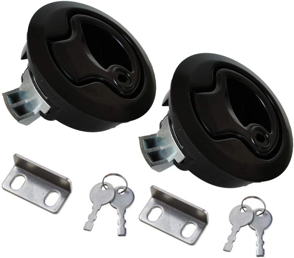 WJSKDQ 2PCS Boat Latches Flush Pull Slam Latch for Boat Boor Latches Handle Keyed Lock Round Boat Hatch Latches