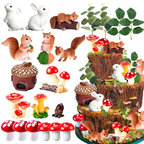 JeVenis Décorations de gâteau en forme de champignon - Animaux de la forêt et décoration de jardin - Fournitures de fête