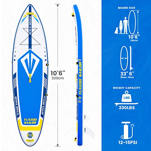 Tuxedo Sailor SUP Gonfiabile - Tavola Da Paddle Board Completa Con Pagaia, Pompa E Zaino - Foto 6