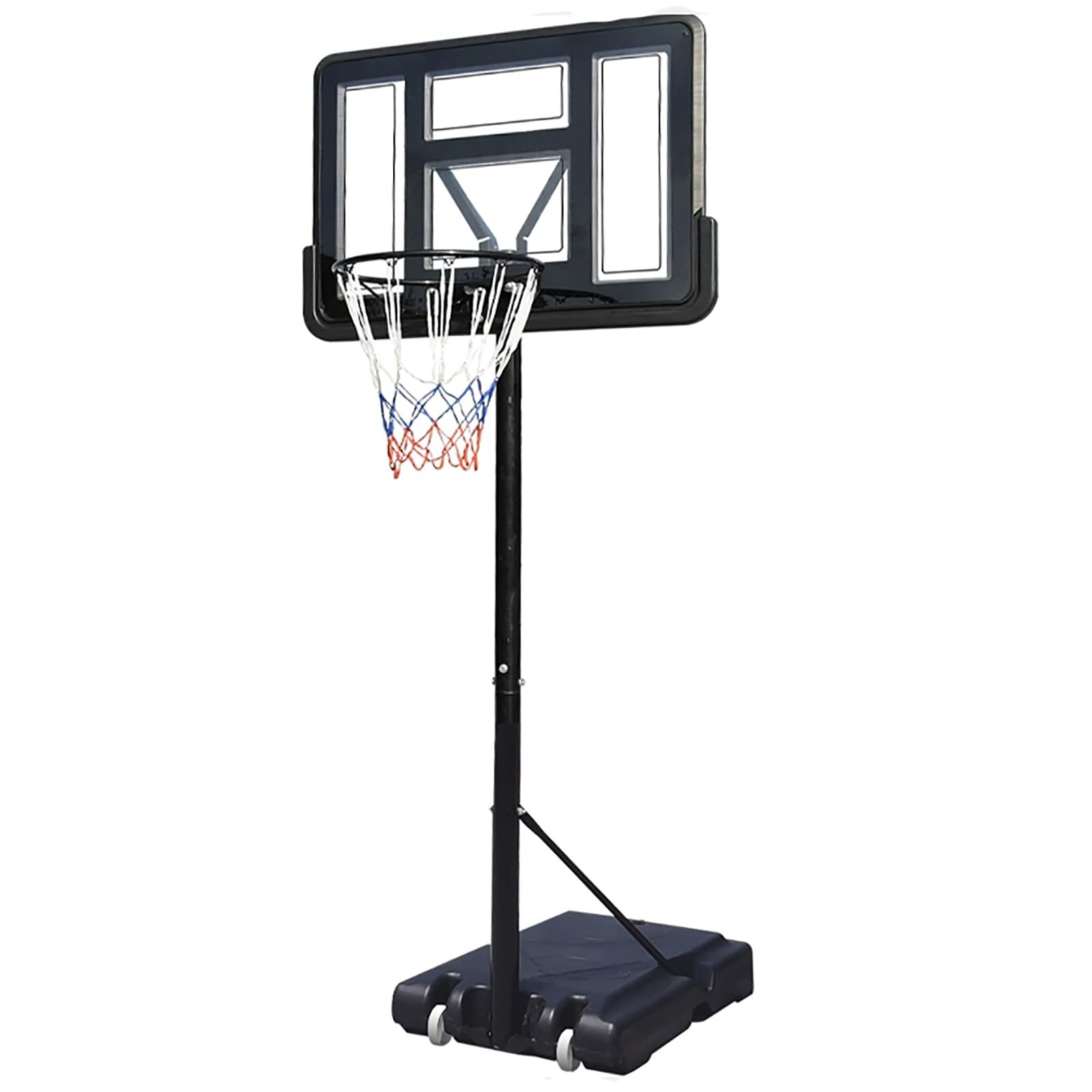 Basketball Backboard Hoop Net Set, 1.45M-3.05M Height Adjustable Basketball Stand with Wheels, Basketball Court for Junior and Adults