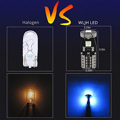 Wljh 6Pack Super Bright Ice Blue Canbus T10 Led Bulb 158 W5W 194 Powerful 3030 Chip Car Interior Reading Instrument Panel Cluster Light License Plate Side Marker Lights #TOP2