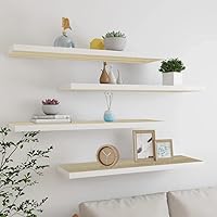 Vista 158 de Estantes flotantes de pared, 2 piezas de madera de fibropanel de densidad media gris de 47.2 x 9.3 x 1.5 pulgadas, estante de almacenamiento