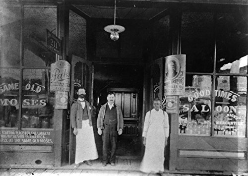 Oklahoma Saloon C1900 Nmoses Weinberger (Center) With Bartenders Mack OBrien (Left) And Ike Reed At The Entrance To The Same Old Moses Saloon At 211 West Harrison Avenue In Guthrie Oklahoma Operated B Oklahoma Saloon C1900 Nmoses Weinberger (Center) With Bartenders Mack OBrien (Left) And Ike Reed At The Entrance To The Same Old Moses Saloon At 211 West Harrison Avenue In Guthrie Oklahoma Operated B