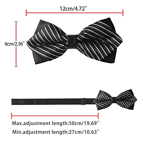 Allegra K Men's Striped Pre-Tied Bow Ties Neck Adjustable Bowties Pointed Wedding Bow Tie One Size Gray #TOP3