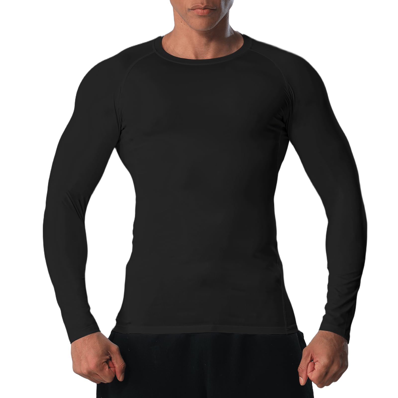 Kompressionsshirt Herren Langarm Schnelltrocknend Atmungsaktiv Funktionsshirt Achsel Netzstoff Fitnessshirt Männer Sportshirt Leichtes Stretch-T-Shirt für Gym Jogging Sport Laufen Basketball
