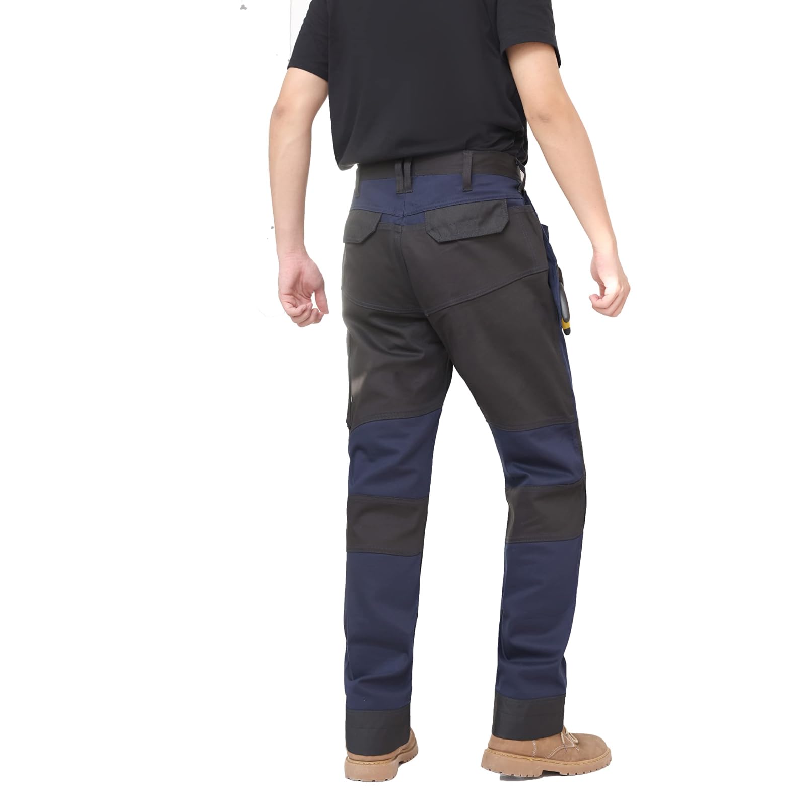 WORK IDEA Pantaloni da Lavoro da Uomo, con Tasche al Ginocchio Oxford, Pantaloni Elasticizzati in Cotone